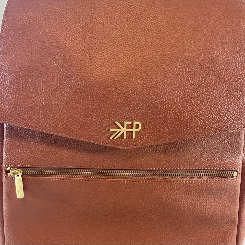 Freshly Picked Classic Diaper Bag II Cognac Vegan Leather 13x15in - Picture 2 of 11